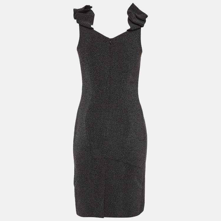 Pre Owned Emporio Armani Black/Grey Knit Mini Dress S