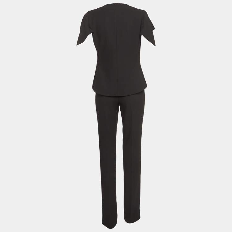 Pre Owned Emporio Armani Black Cotton Pique Pantsuit M