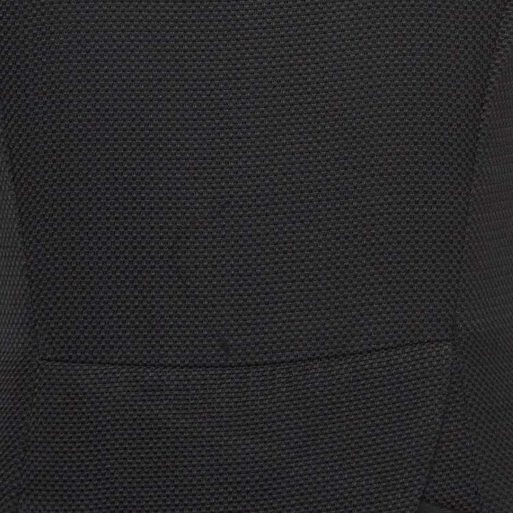 Pre Owned Emporio Armani Black Textured Canvas Mini Dress M