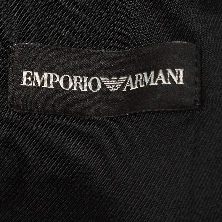 Pre Owned Emporio Armani Black Textured Canvas Mini Dress M
