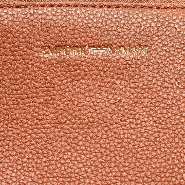 Pre Owned Emporio Armani Brown Faux Leather Small MyEA Shopper Tote