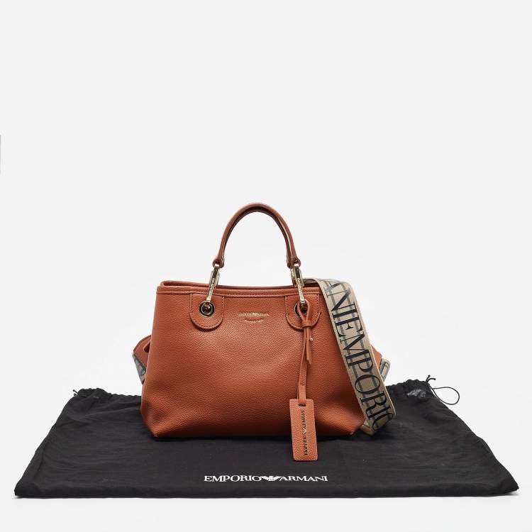 Pre Owned Emporio Armani Brown Faux Leather Small MyEA Shopper Tote