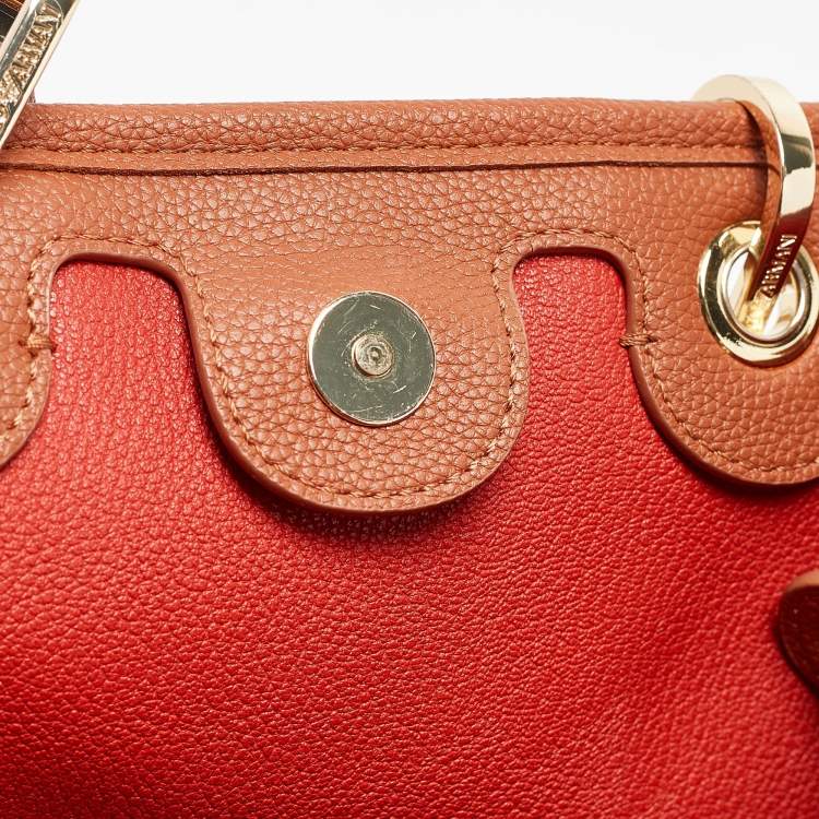 Pre Owned Emporio Armani Brown Faux Leather Small MyEA Shopper Tote