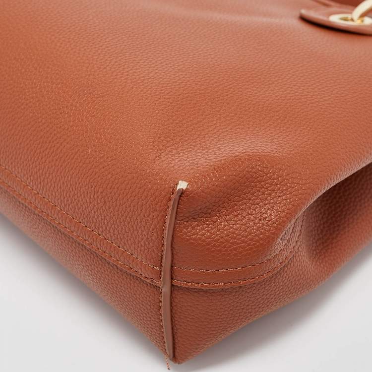 Pre Owned Emporio Armani Brown Faux Leather Small MyEA Shopper Tote