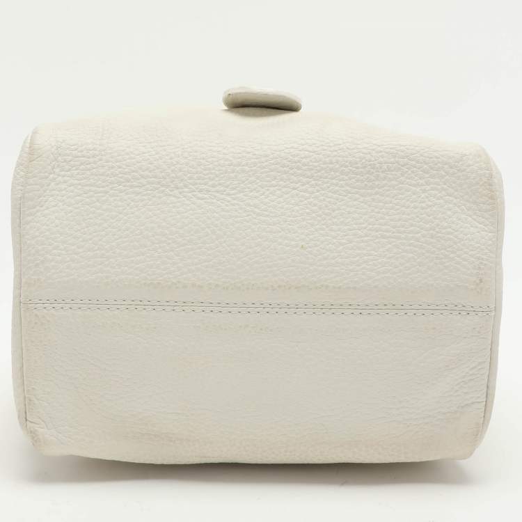 Pre Owned Emporio Armani Cream Leather Drawstring Tote