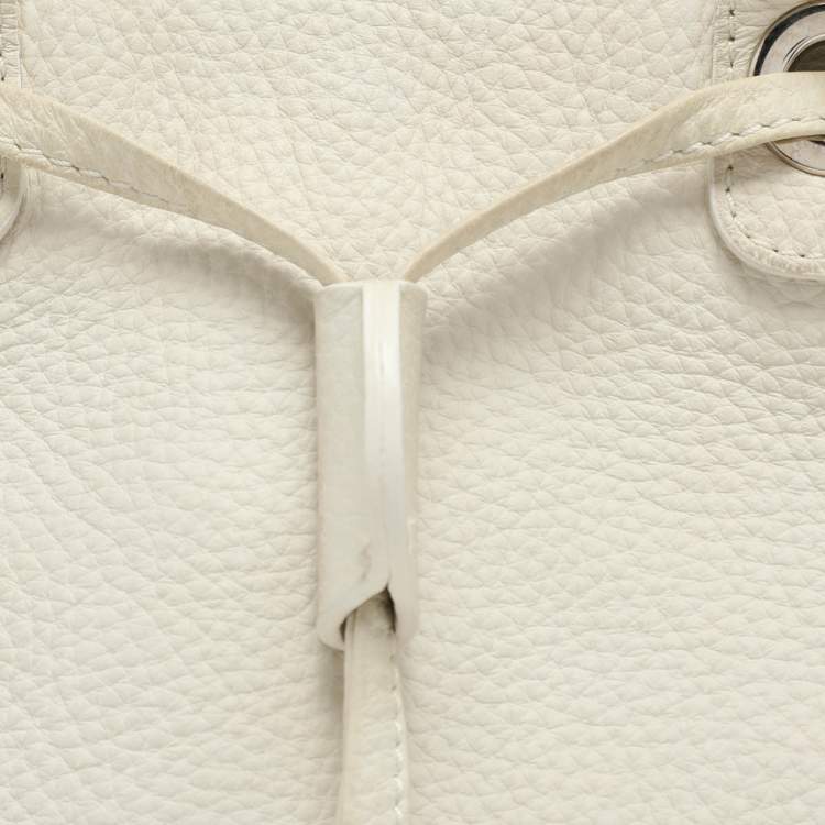 Pre Owned Emporio Armani Cream Leather Drawstring Tote