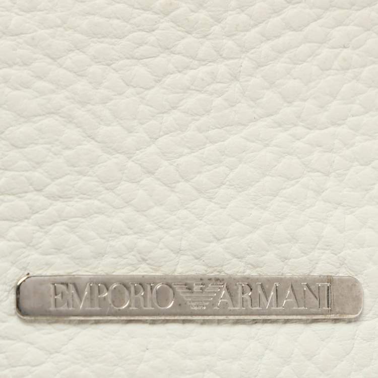 Pre Owned Emporio Armani Cream Leather Drawstring Tote