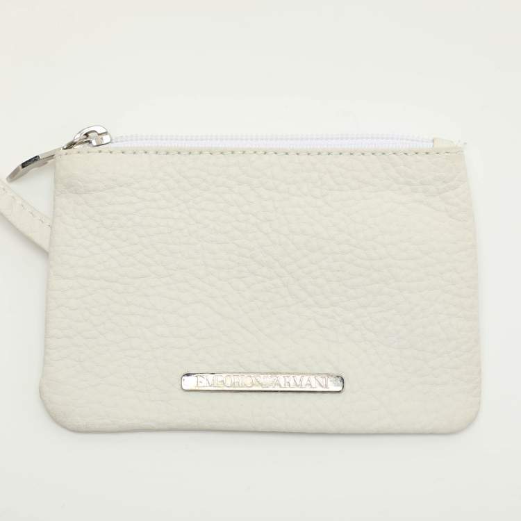 Pre Owned Emporio Armani Cream Leather Drawstring Tote