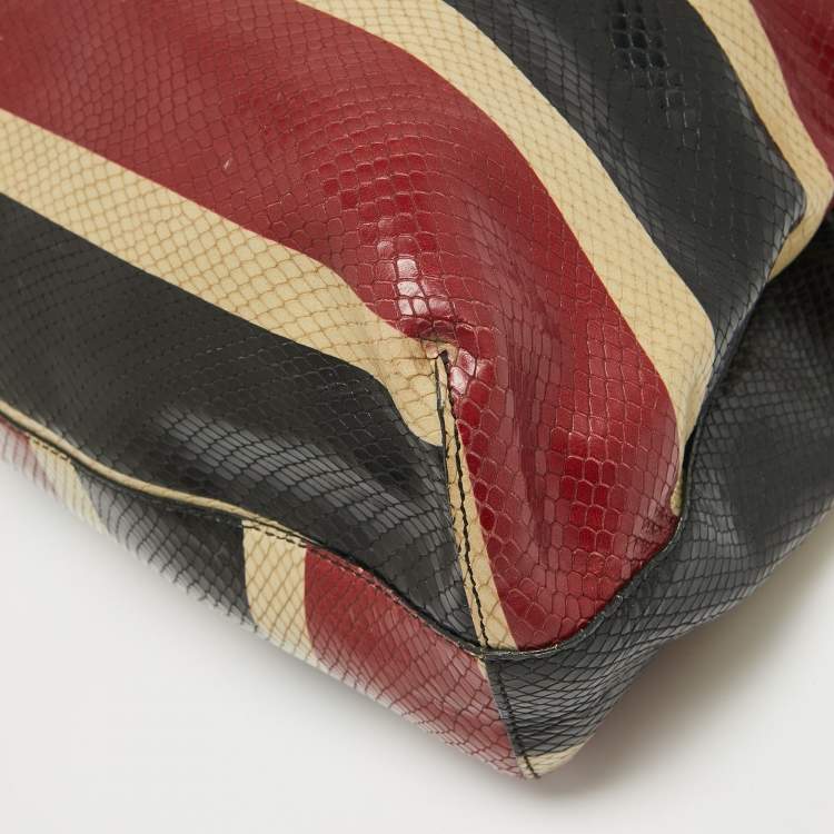 Pre Owned Emporio Armani Multicolor Snakeskin Embossed Leather Tote