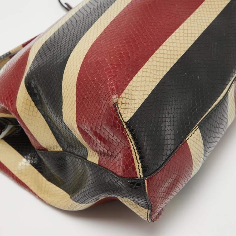Pre Owned Emporio Armani Multicolor Snakeskin Embossed Leather Tote
