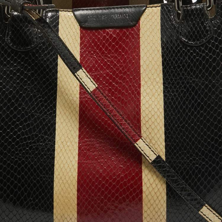 Pre Owned Emporio Armani Multicolor Snakeskin Embossed Leather Tote