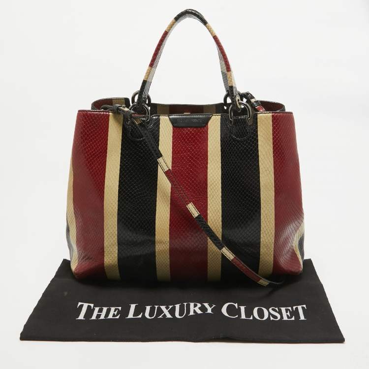 Pre Owned Emporio Armani Multicolor Snakeskin Embossed Leather Tote