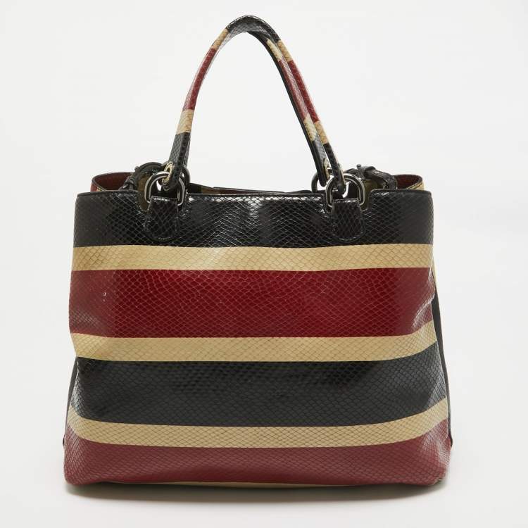 Pre Owned Emporio Armani Multicolor Snakeskin Embossed Leather Tote