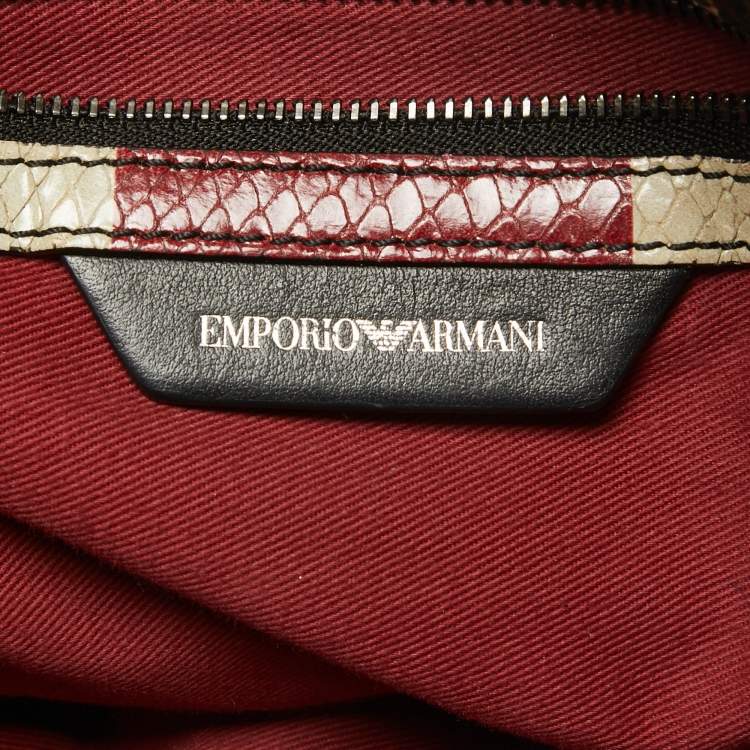 Pre Owned Emporio Armani Multicolor Snakeskin Embossed Leather Tote