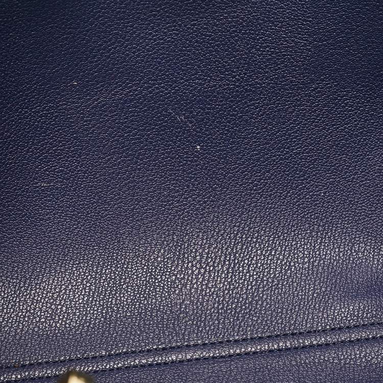 Pre Owned Emporio Armani Blue Leather Small MyEA Shopper Tote