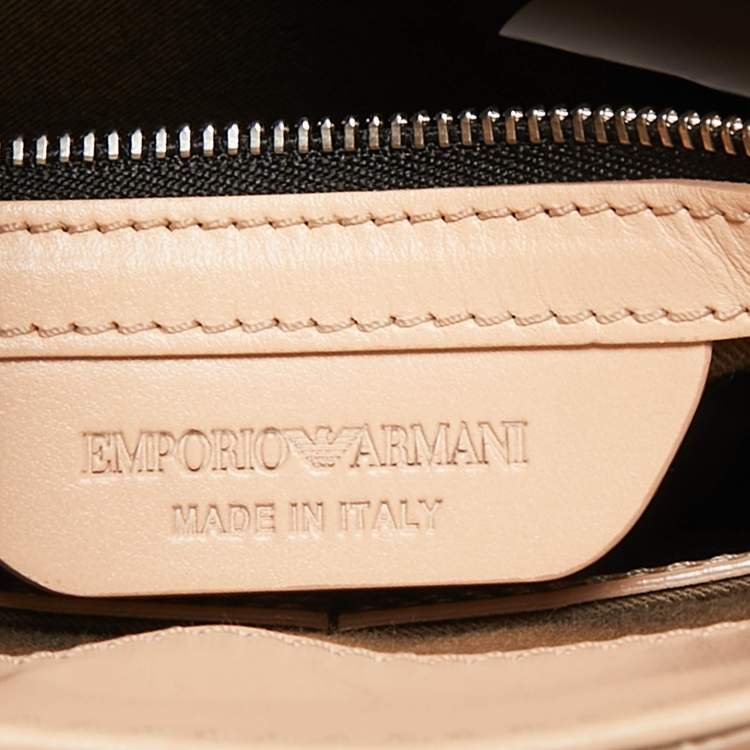 Pre Owned Emporio Armani Peach Leather Messenger Bag