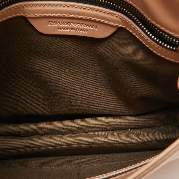 Pre Owned Emporio Armani Peach Leather Messenger Bag