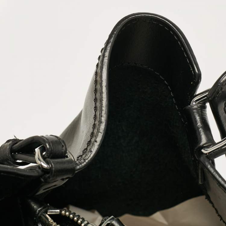 Pre Owned Emporio Armani Black Perforated Leather Tote