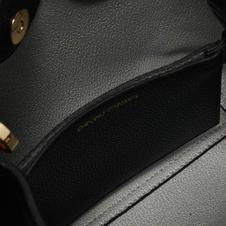 Pre Owned Emporio Armani Back Leather Mini MyEA Shopper Tote