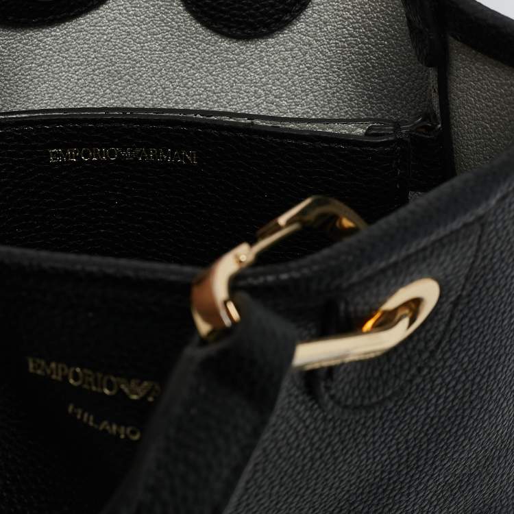 Pre Owned Emporio Armani Back Leather Mini MyEA Shopper Tote