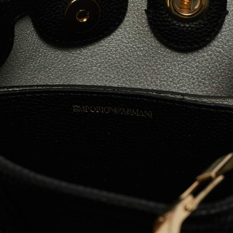 Pre Owned Emporio Armani Back Leather Mini MyEA Shopper Tote