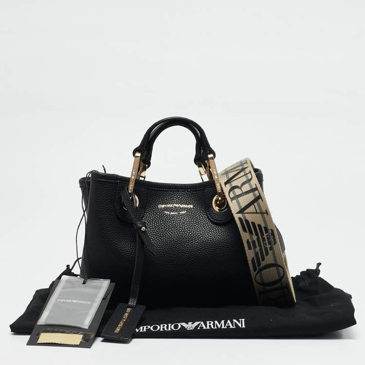 Pre Owned Emporio Armani Back Leather Mini MyEA Shopper Tote
