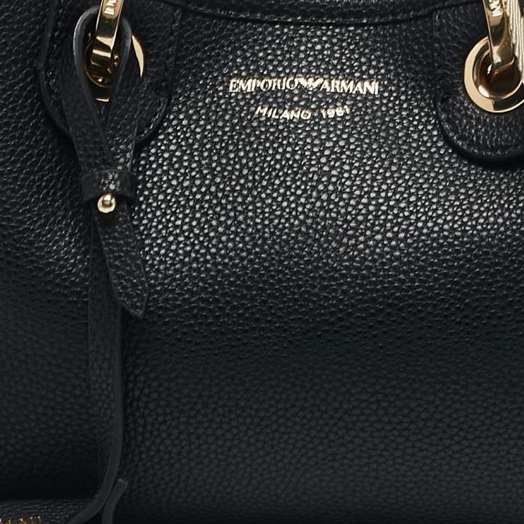 Pre Owned Emporio Armani Back Leather Mini MyEA Shopper Tote
