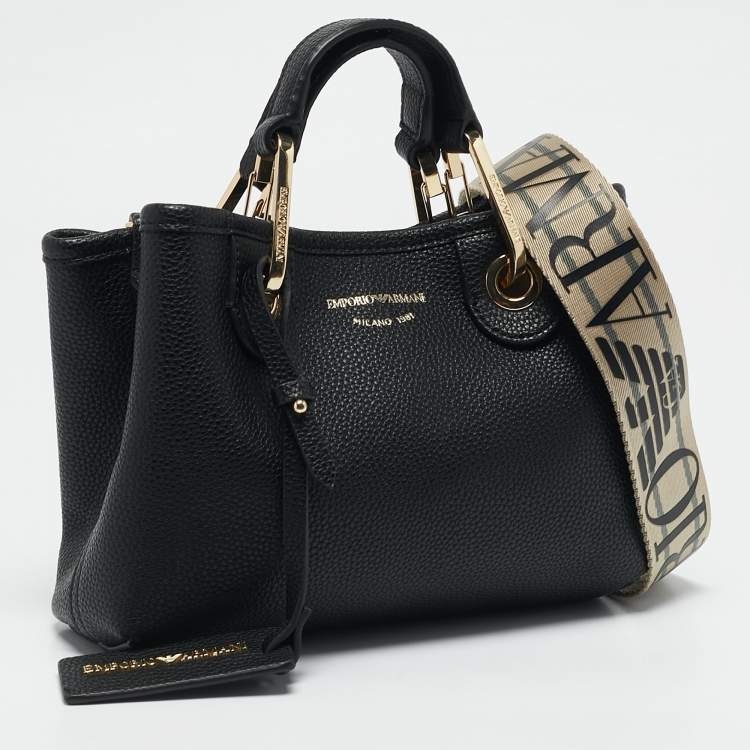 Pre Owned Emporio Armani Back Leather Mini MyEA Shopper Tote