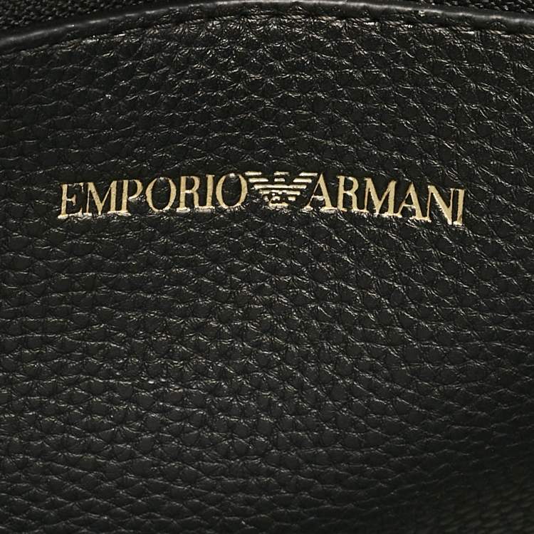 Pre Owned Emporio Armani Black Leather MyEA Vertical Tote