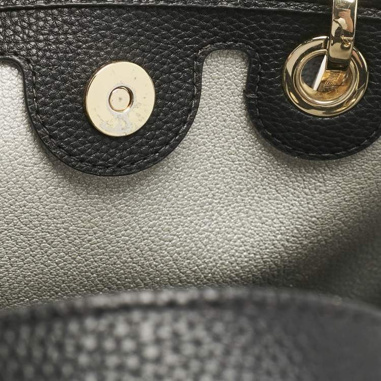 Pre Owned Emporio Armani Black Leather MyEA Vertical Tote