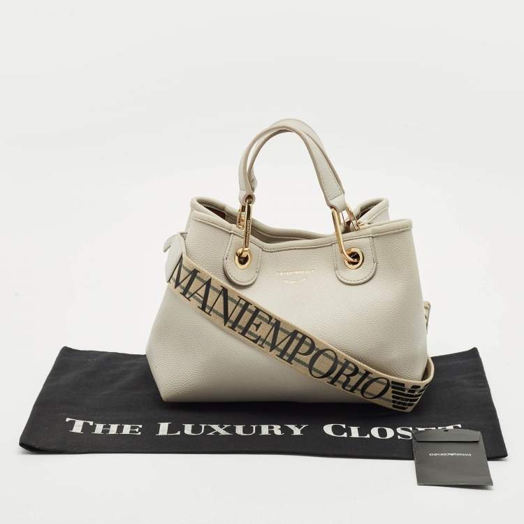 Pre Owned Emporio Armani Grey Faux Leather Small MyEA Shopper Tote