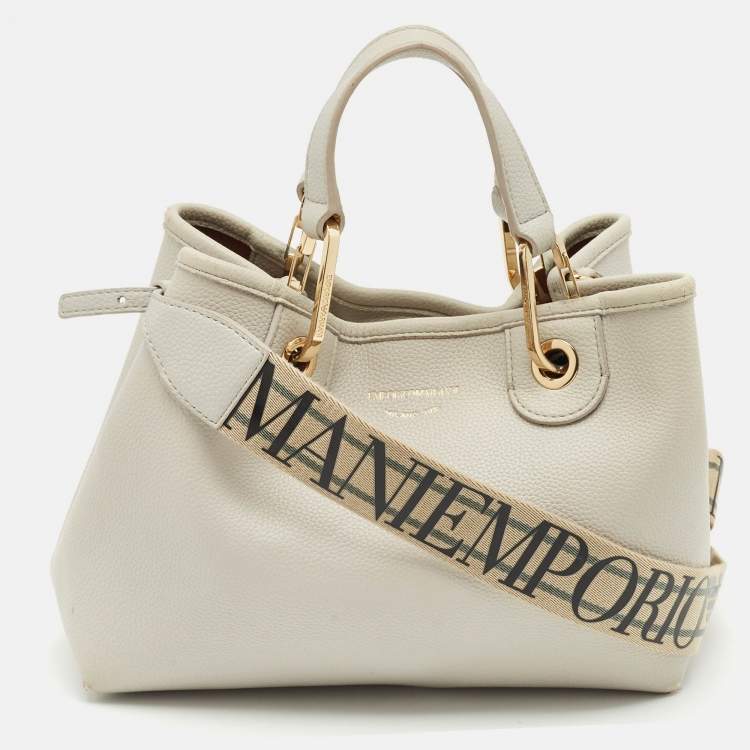 Pre Owned Emporio Armani Grey Faux Leather Small MyEA Shopper Tote