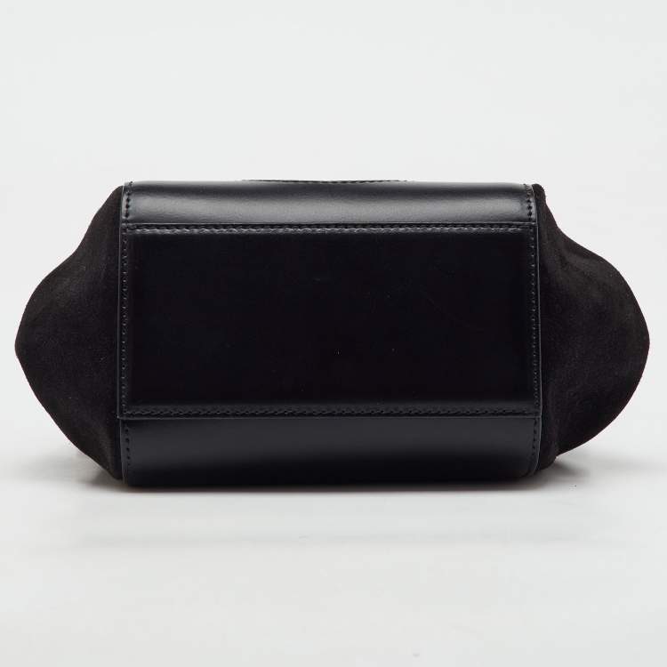 Pre Owned Emporio Armani Black/Blue Leather Crystal Embellished Shoulder Bag
