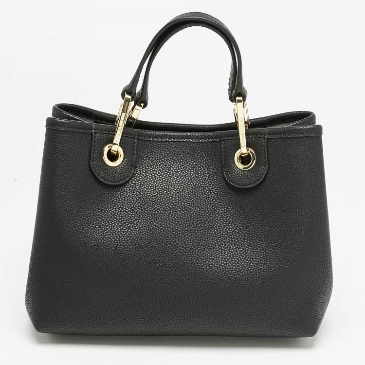 Pre Owned Emporio Armani Black Leather Small MyEA Shopper Tote