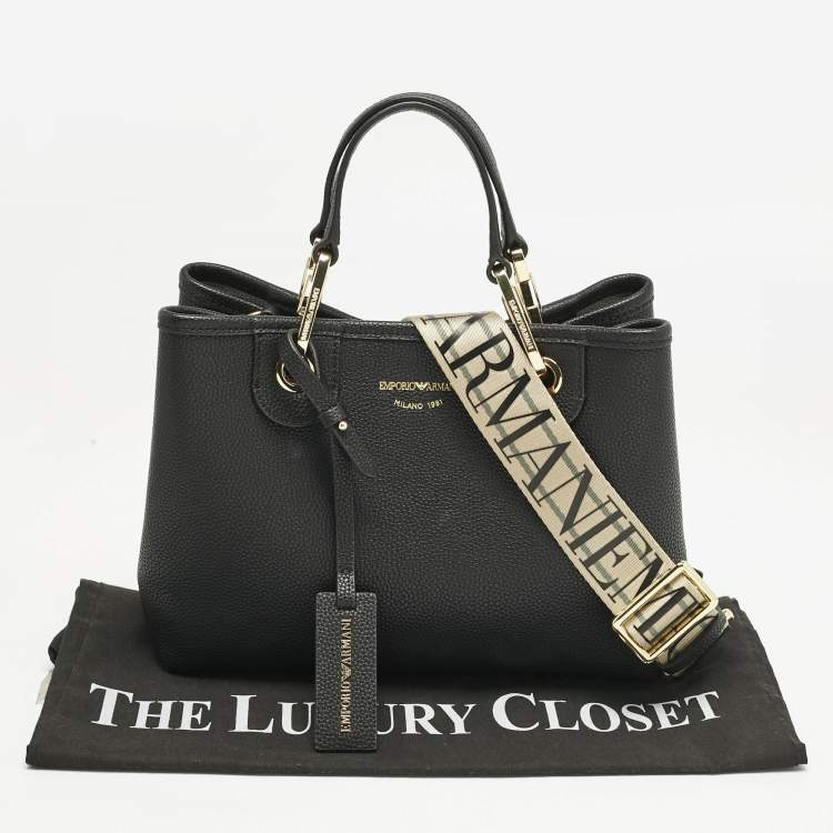 Pre Owned Emporio Armani Black Leather Small MyEA Shopper Tote