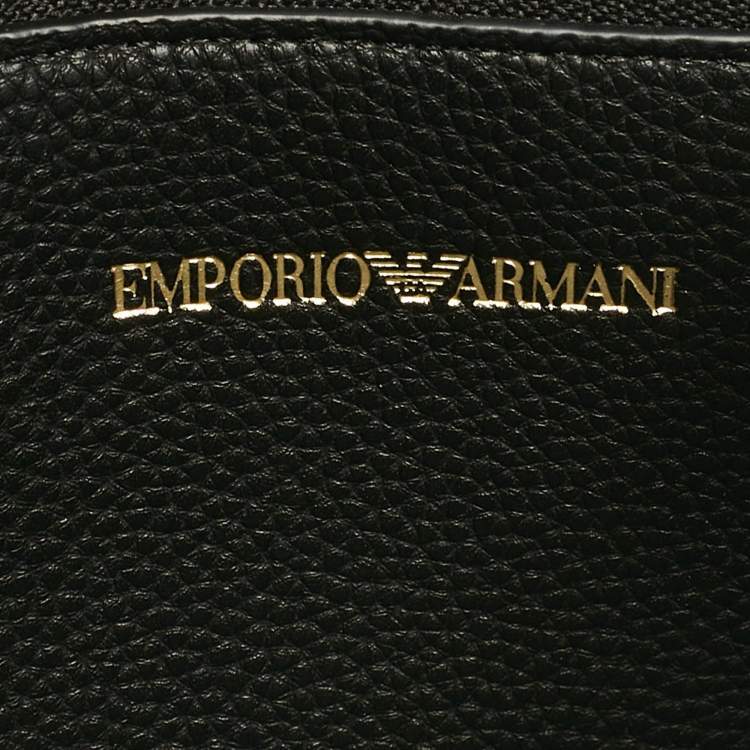 Pre Owned Emporio Armani Black Leather Small MyEA Shopper Tote