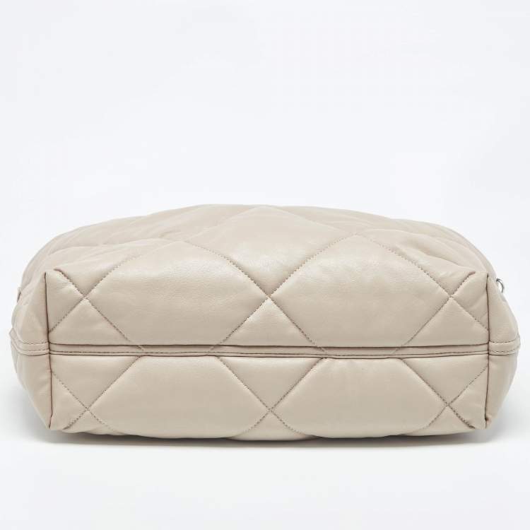 Pre Owned Emporio Armani Beige Quilted Faux Leather Medium MyEA Tote