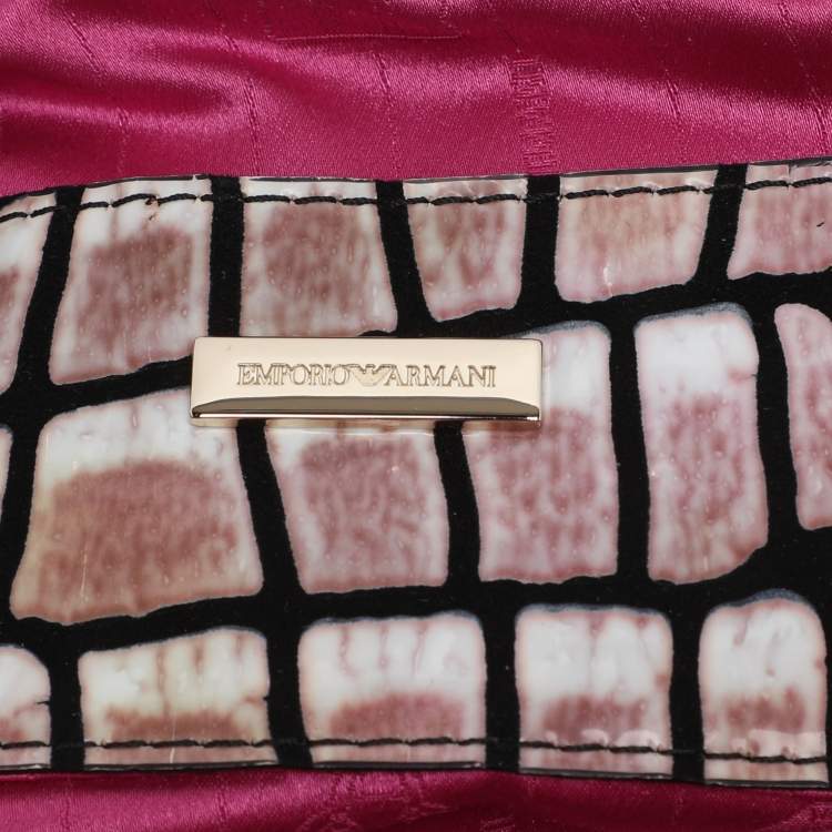 Pre Owned Emporio Armani Multicolor Croc Print Leather Frame Satchel