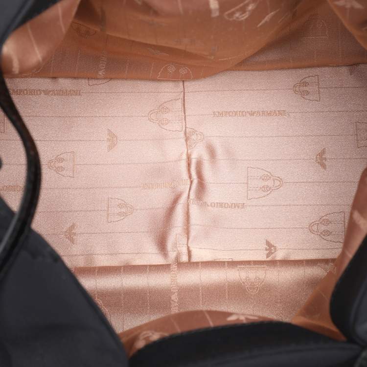 مملوكة مسبقًا Emporio Armani Black Scalloped Applique Fabric Tote