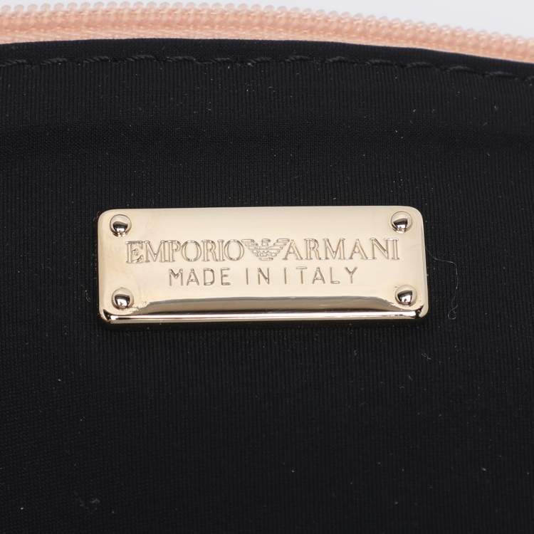 مملوكة مسبقًا Emporio Armani Black Scalloped Applique Fabric Tote