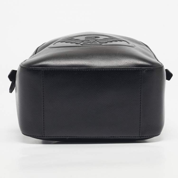 Pre Owned Emporio Armani Black Faux Leather Small Logo Backpack