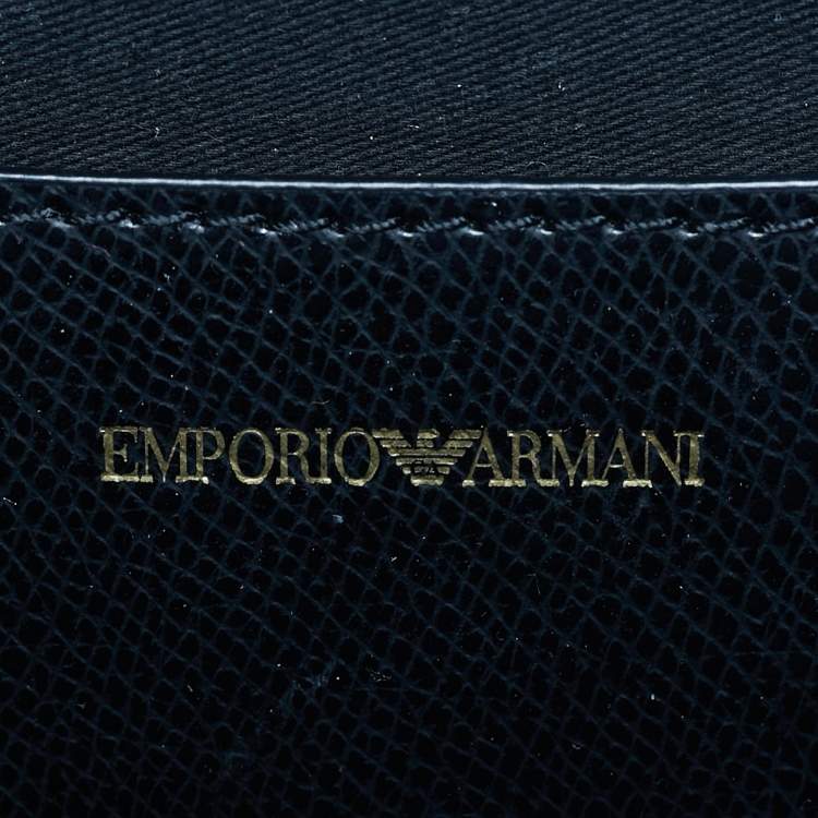 Pre Owned Emporio Armani Black Faux Leather Small Logo Backpack