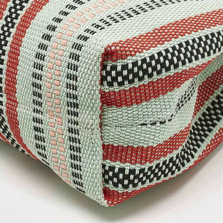 Pre Owned Emporio Armani Multicolor Fabric and Leather MyEA Basketweave Tote