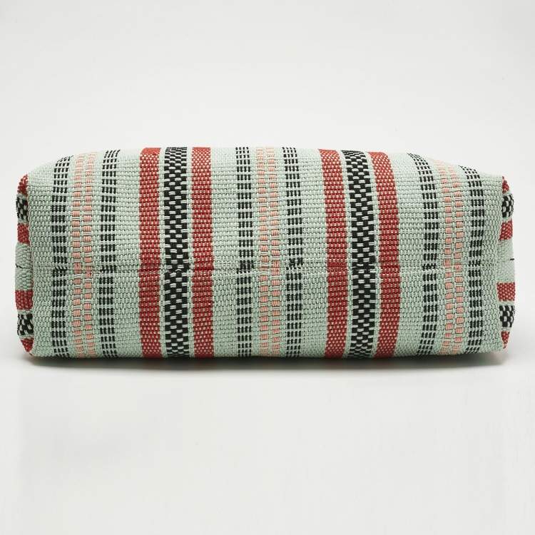 Pre Owned Emporio Armani Multicolor Fabric and Leather MyEA Basketweave Tote