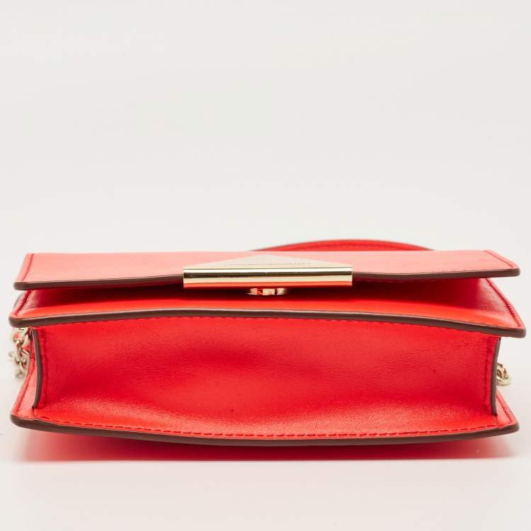 Pre Owned Emporio Armani Bright Red Leather Flap Shoulder Bag