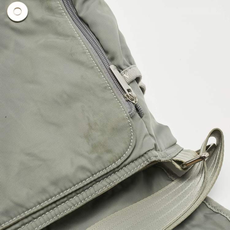 Pre Owned Emporio Armani Grey Logo Jacquard Nylon Baby Changing Bag