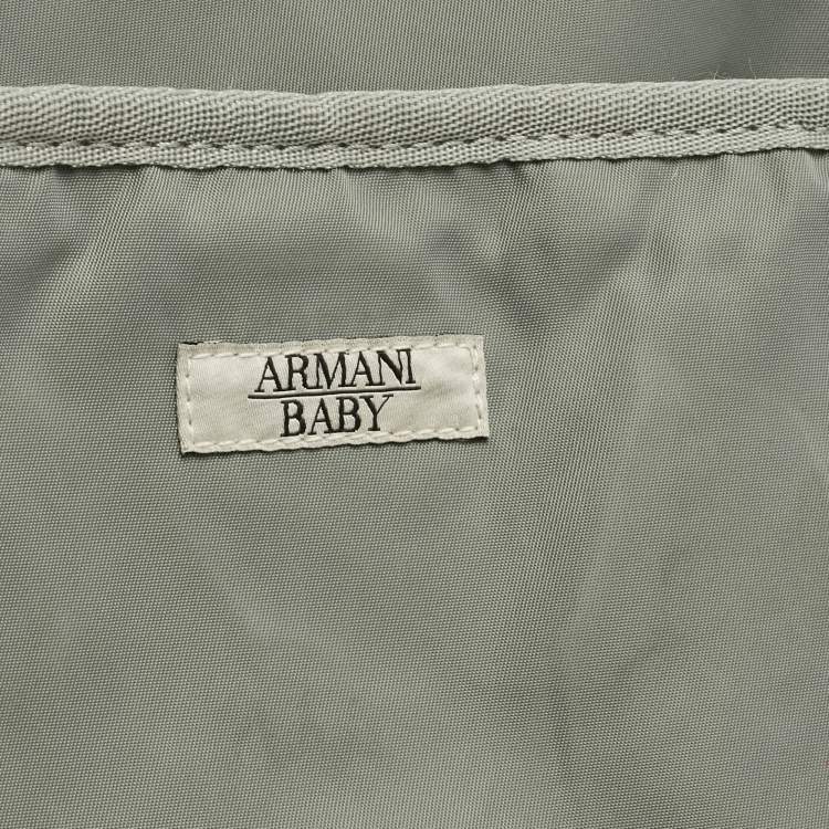 Pre Owned Emporio Armani Grey Logo Jacquard Nylon Baby Changing Bag