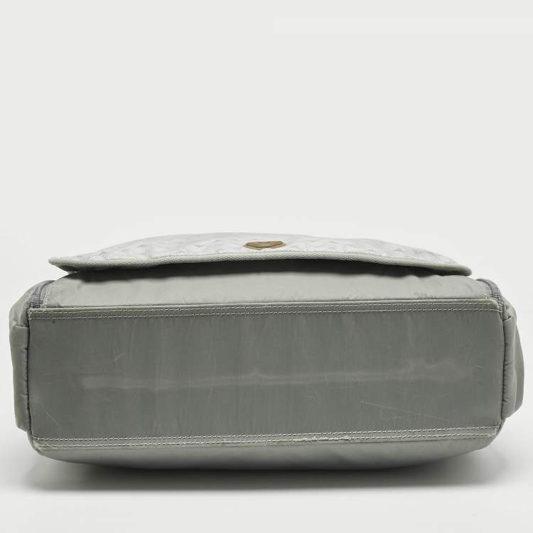 Pre Owned Emporio Armani Grey Logo Jacquard Nylon Baby Changing Bag