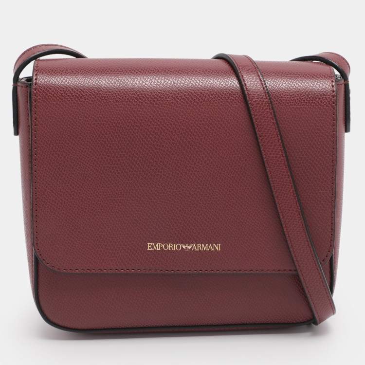 Pre Owned Emporio Armani Red Faux Leather Crossbody Bag