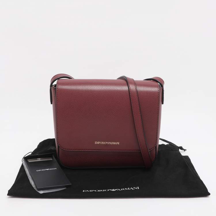 Pre Owned Emporio Armani Red Faux Leather Crossbody Bag